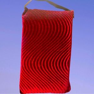 Luxury Gorgeous Velvet Wine Red Small Clutch Travel Pillow Handbag Accessory